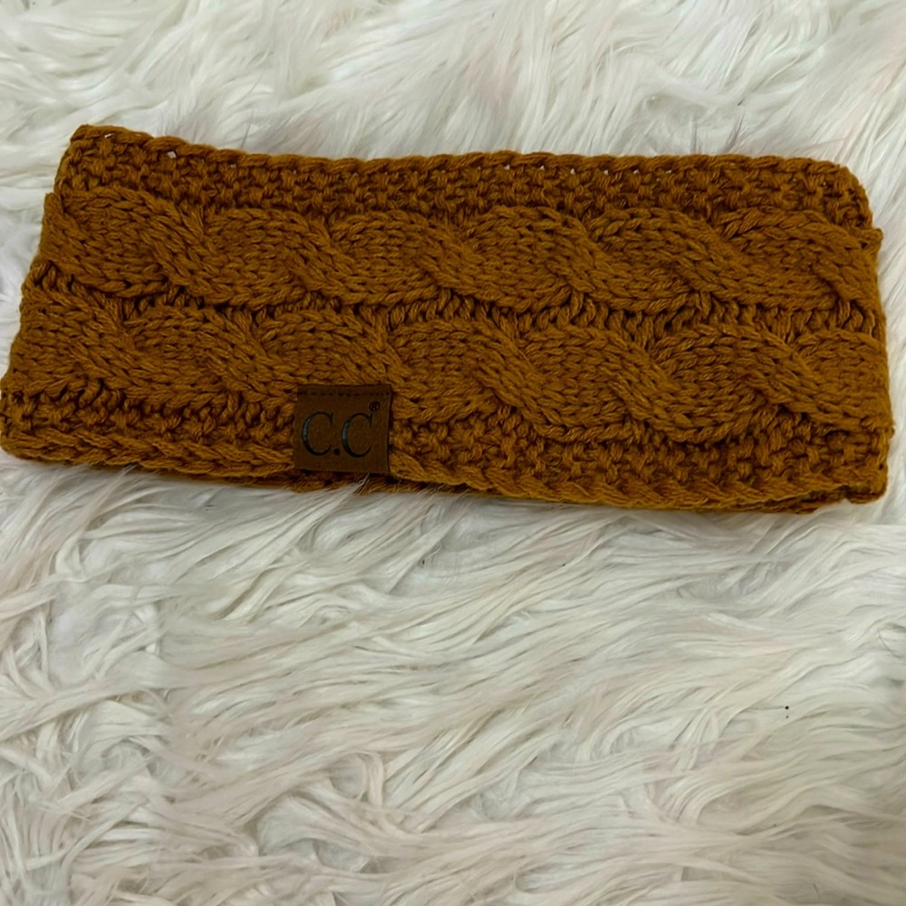 C.C. Braided Knit Headband in Tan